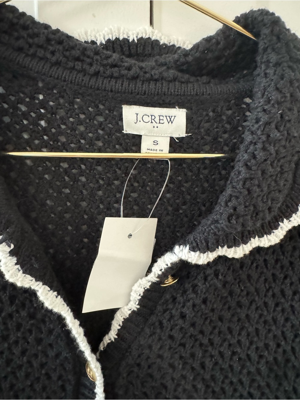 J. Crew Black Cardigan with White Trim